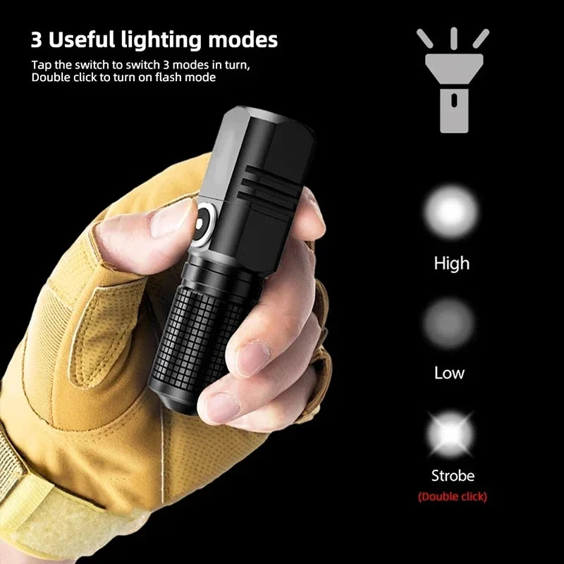 ESMARTER Mini Tactical Flashlight – Zoomable USB Rechargeable LED