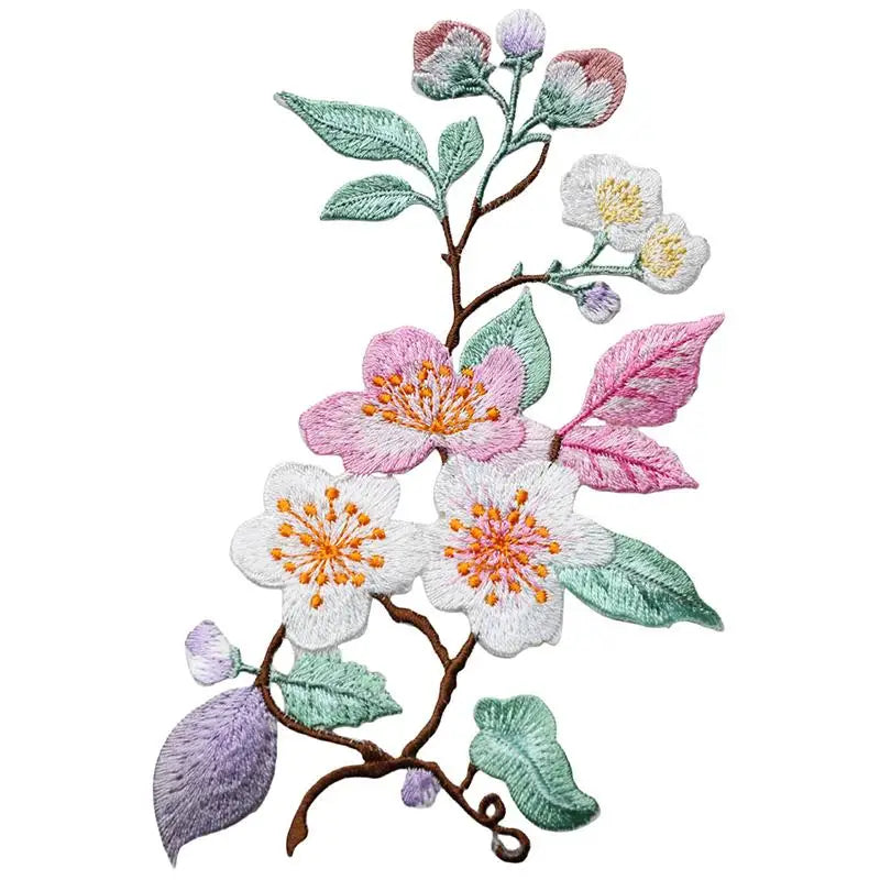 ▶1Pcs Jacket Jeans Craft Accessories Flower Embroidery Patch Iron On Elegant Patches For Clothes Bags DIY Embroidered Stickers Zpaxo D2