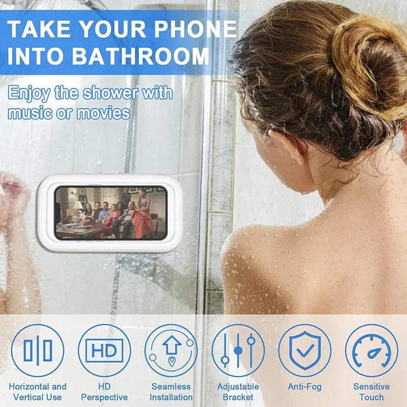 Fixed Universal Waterproof and Anti-fog Mobile Phone Case for Bathroom Shower Phone Holder Waterproof Can Touched Shower Phone Zpaxo
