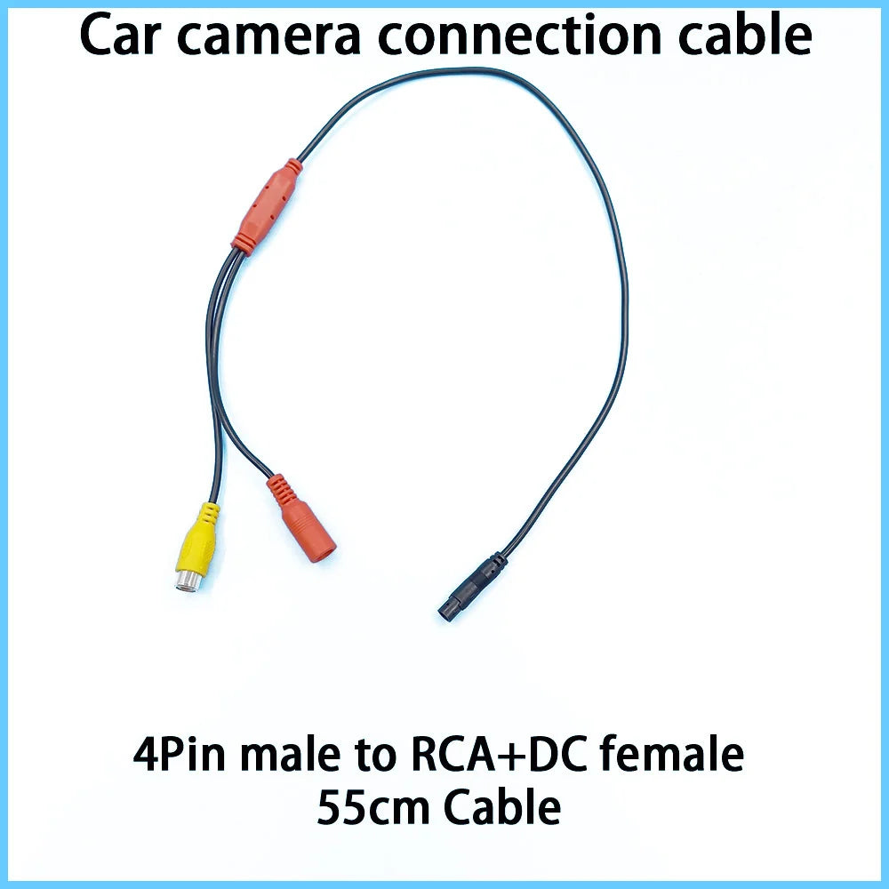 Car Camera Cable 4 Pin Male RCA Video Power Female Signal Harness
