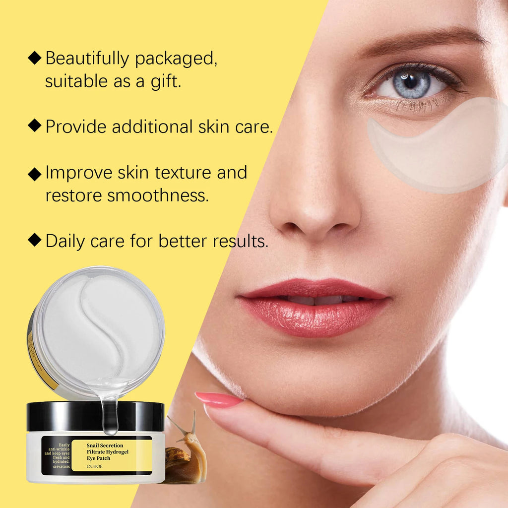 Firming Eye Patches Snail W-rinkles Remover Anti Dark Circles Puffiness Reduce Fine Lines Nourish Mask Moisturizing Eye Patches Zpaxo