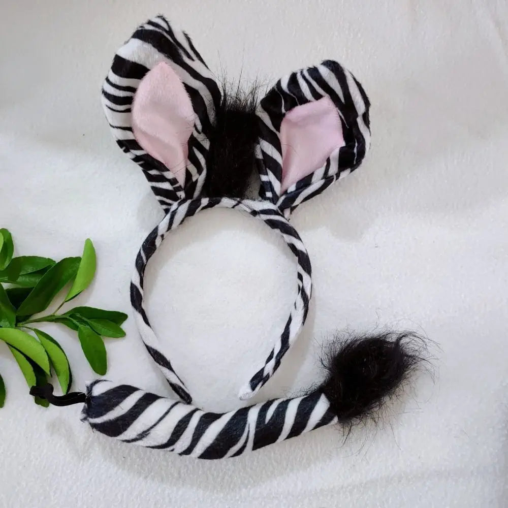 Cute Zebra Headband Set Funny Unique Animal Costume Props Performance Props Kids Wearable Kids Animal Headband Birthday Party Zpaxo