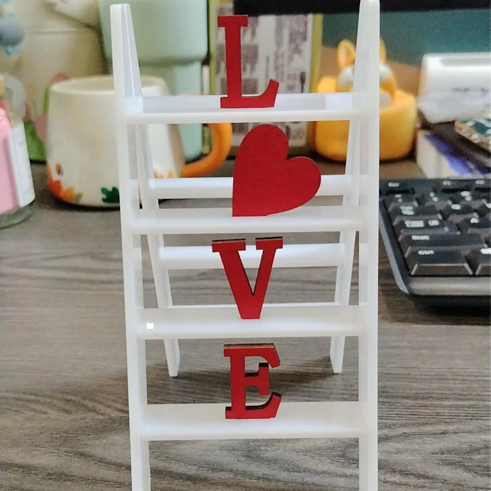 Valentine Love Ladder Desktop Decor Tabletop Mantle Shelf Sign