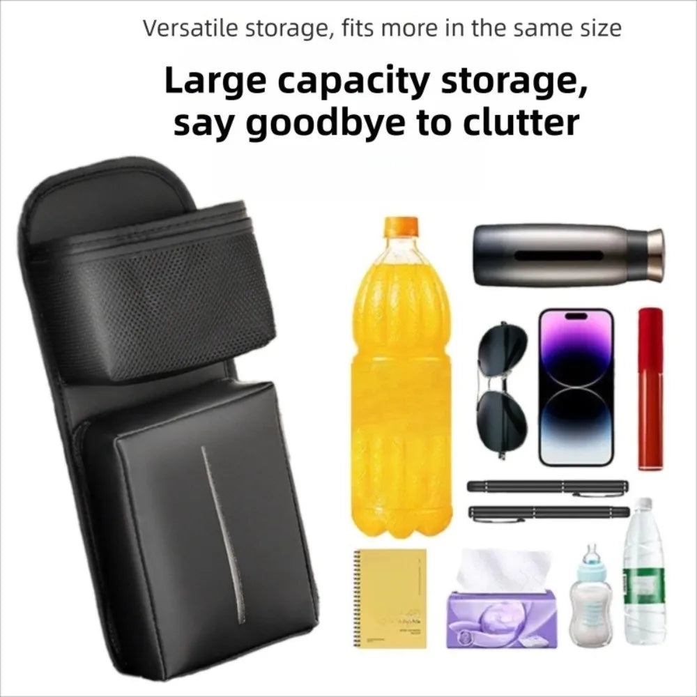 Multi-Functional Car Seat Side Storage Bag Tissue Box Wear-Resistant Car Seat Hanging Organizer Leather Portable Auto Seat Box Zpaxo
