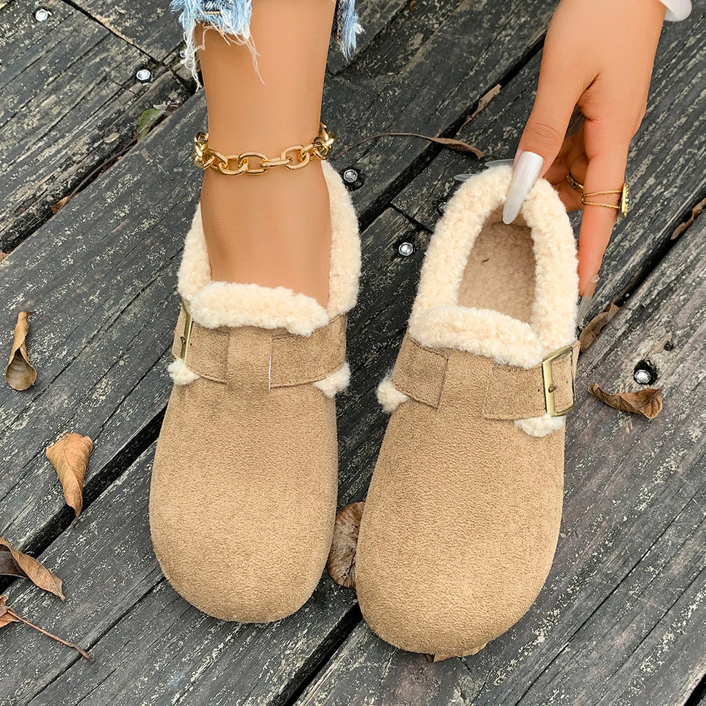 2025 New Women Ankle Boots Plush Warm Fashion Snow Boots Thickened Fluff Designer Women Shoes Trend Winter Flat Shoes Women Zpaxo
