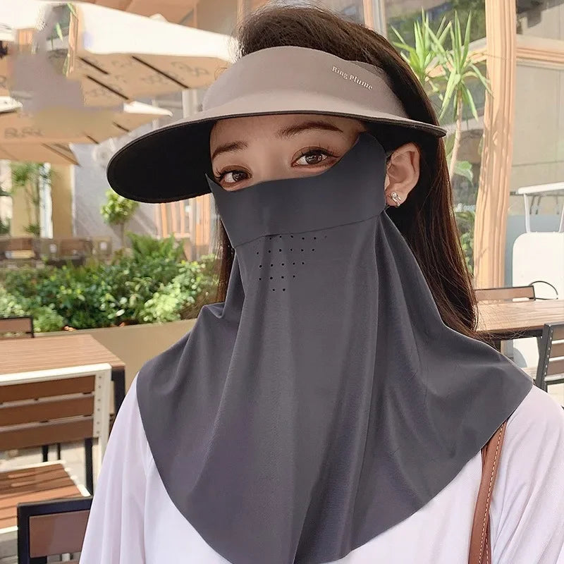 Women's Seamless Ice Silk-like UV Face Mask Ultra-thin Breathable Sun
