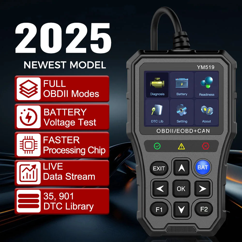 Code Reader Battery Tester OBD2 Check Engine System Multi-language