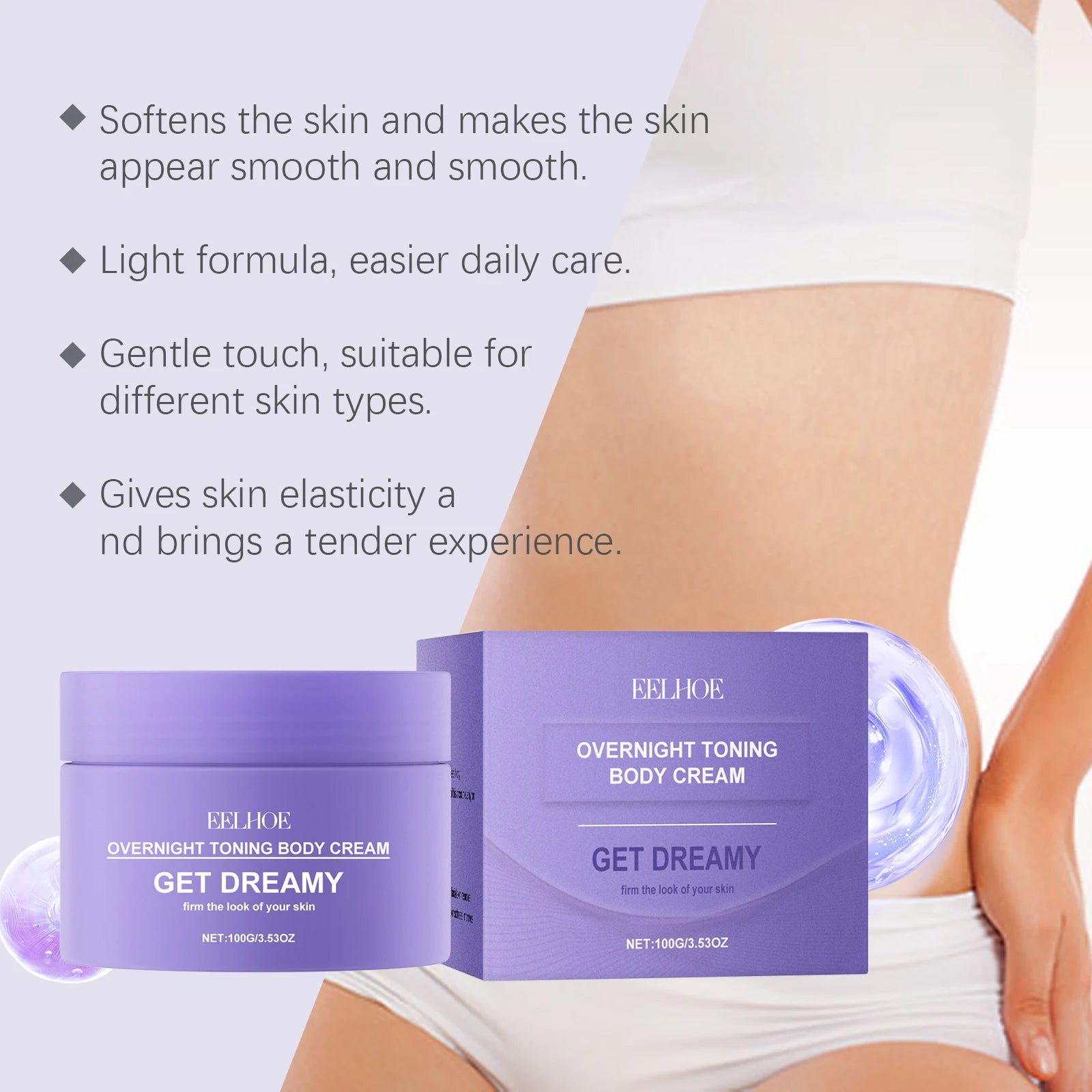 Overnight Toning Body Firming Cream Anti Wrinkle Moisturizing Toning Whip, Smooth & Tight Skin, Reduce Fine Lines & Wrinkles Zpaxo