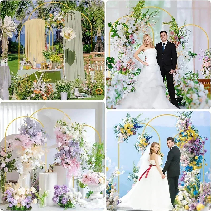 Hot 1PCS Gold Wedding Arch Stand, Party Decor Balloon Arch, 2025 New Frame Backdrop Holder Bracket,Size 4FT 5FT 6FT 6.6FT 7.2FT Zpaxo
