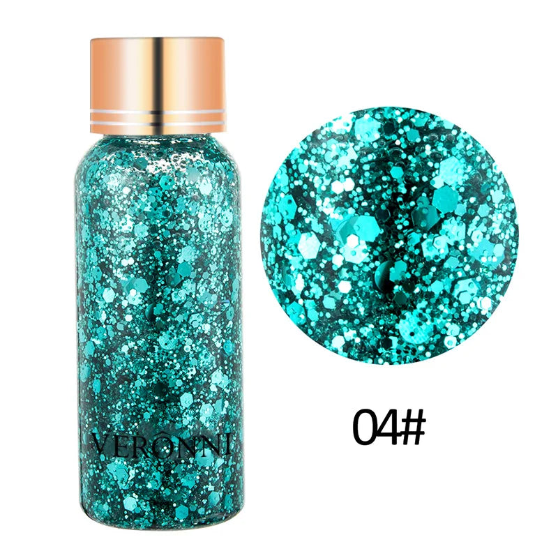 Body Sparkling Sequins Glitter Gel Eyeshadow,Stage Glitter Eyeshadow Highgloss Face Brighten Stage Makeup For Music festival Zpaxo 04