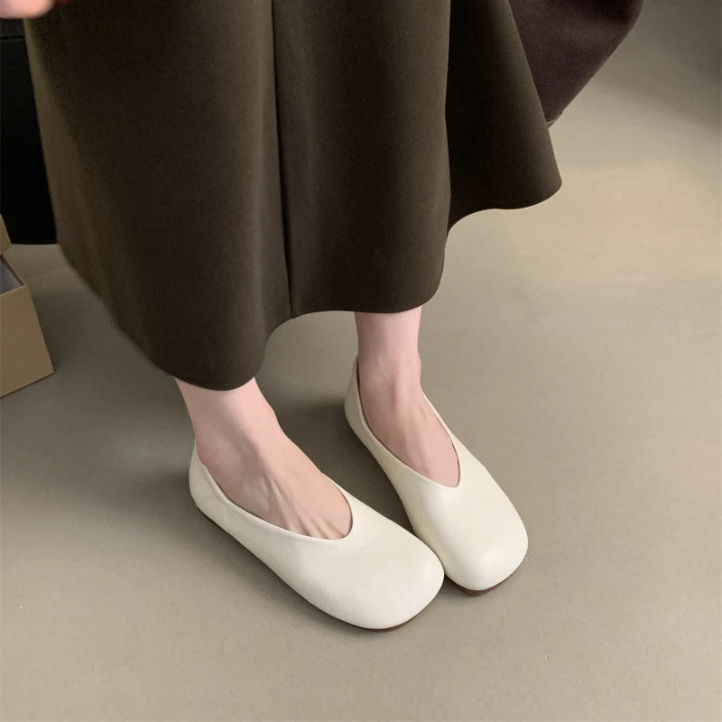 Woman Elegant Summer French Square Toe Green Mary Janes Cute Casual