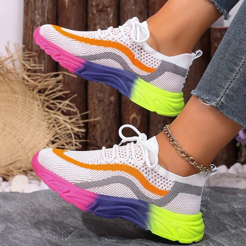 Women Mesh Shoes Summer Casual Sneakers Women New Style Two-color Single Shoes Versatile Fashionable Designer Women Sneakers Zpaxo Orange 42