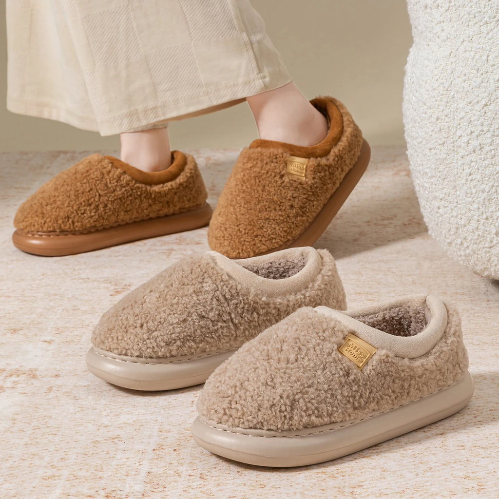 All-in-one Plush Slippers Women Non-slip Indoor Winter House Shoes
