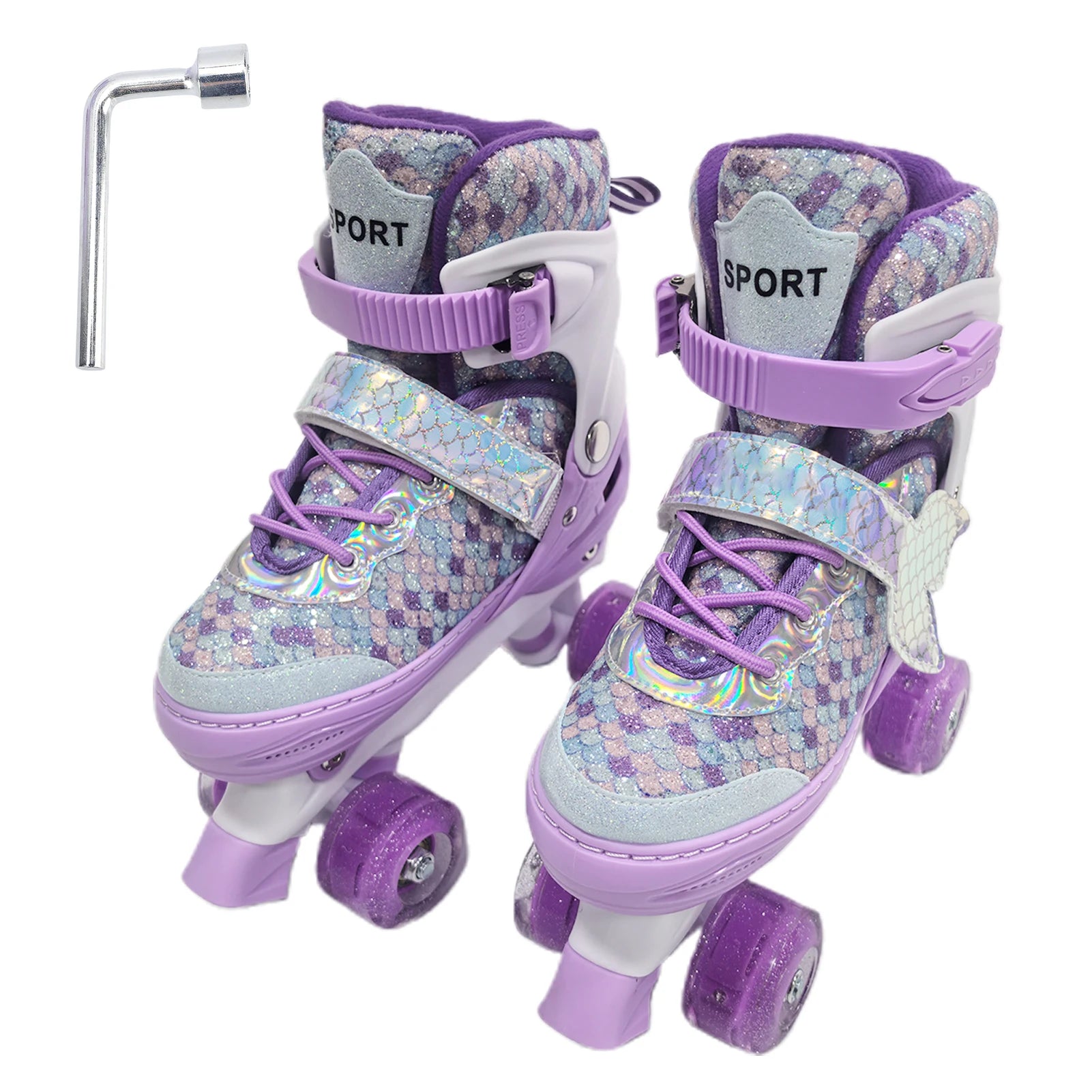 Kids Roller Skates Adjustable Flashing Wheel ABEC Bearing Triple
