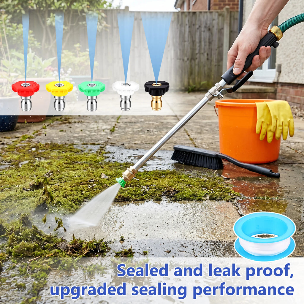 High Pressure Washer Wand Metal 42.6cm Spray Gun 7 Patterns Leakproof Garden Hose Nozzle For Car Washing Yard Roof Cleaning Tool Zpaxo