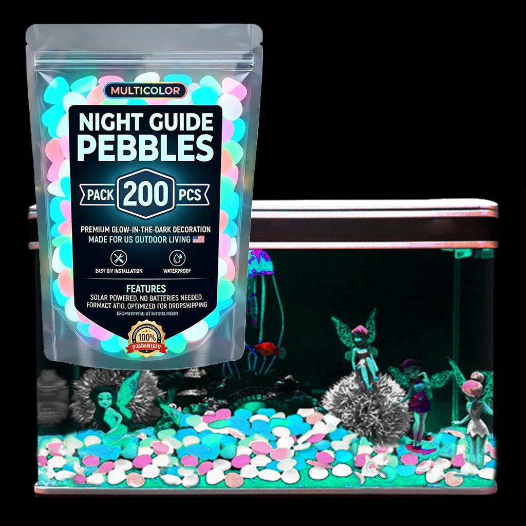 200 400 600 Glow Dark Rocks Pebbles Night Guide Fish Tank Aquarium