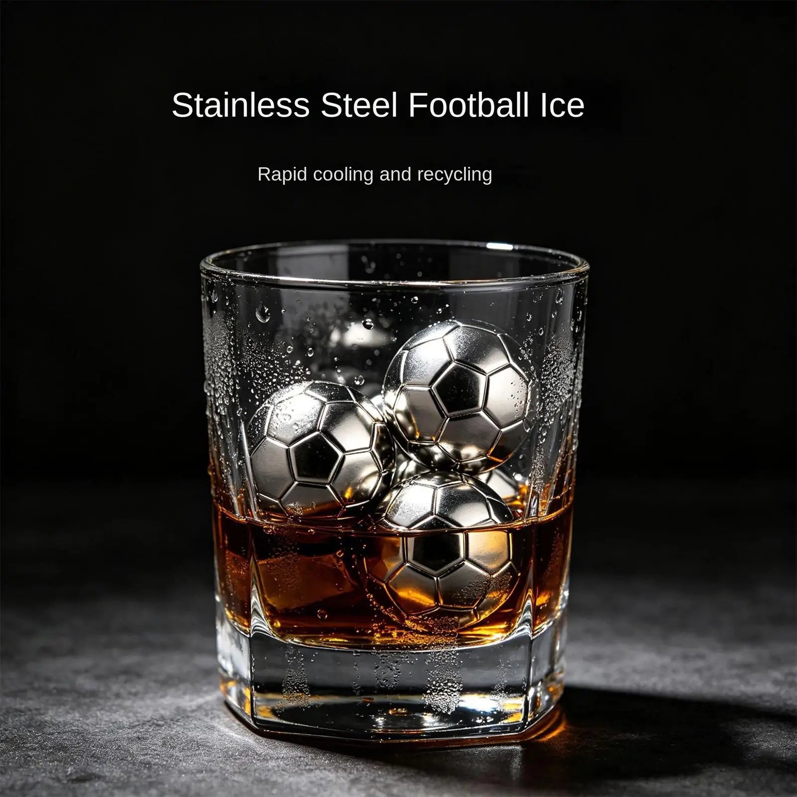Football Metal Ice Cubes Reusable Whiskey Stones Chilling Rocks Bar