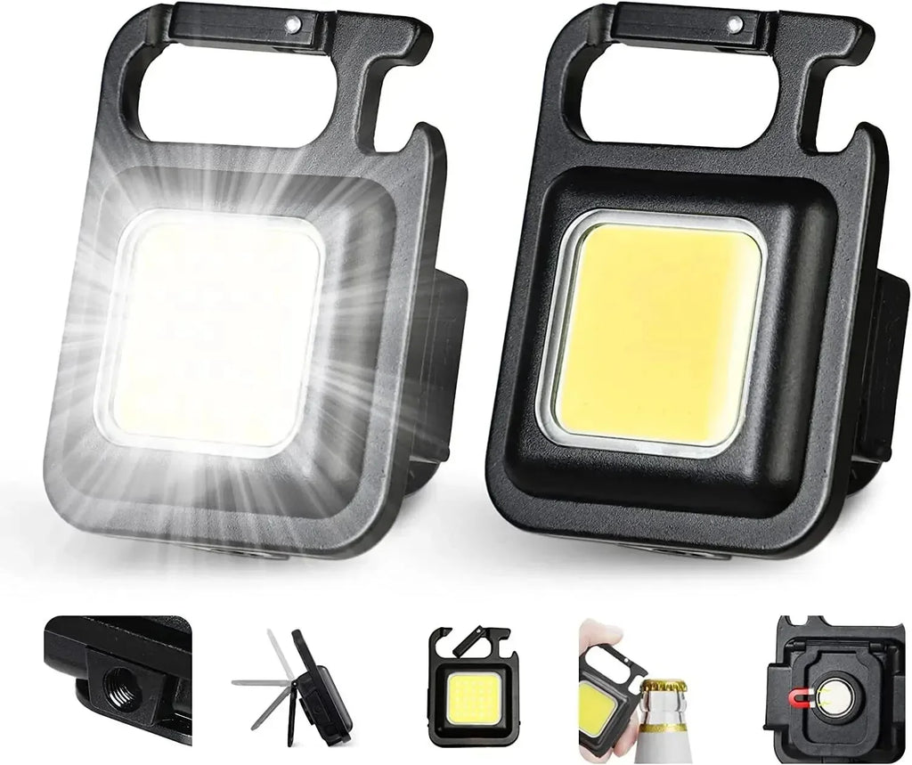 Mini COB LED Keychain Flashlight – USB Rechargeable, 800 Lm