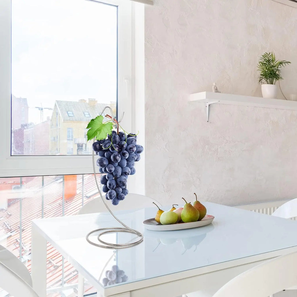 Stainless Steel Banana Hanger & Tabletop Fruit Rack with Hooks