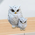 Resin Owl Statue – Mother & Child Bird Sculpture Garden Decor Resin Bird Figurine Zpaxo WHITE