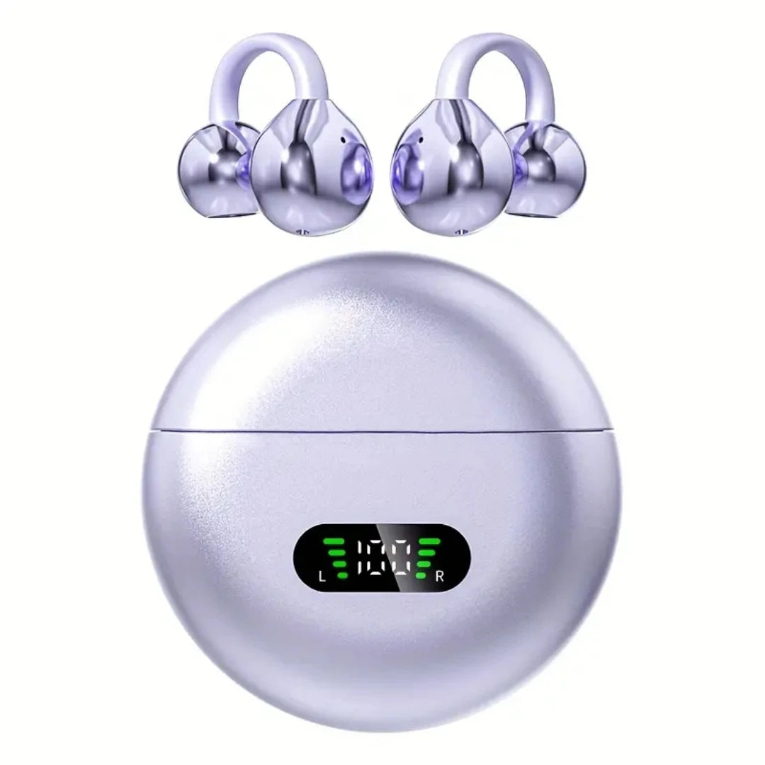 Clip Earbuds Open Ear Wireless Bluetooth 6 0 Headphones Mic 50H Play Zpaxo PURPLE China Mainland