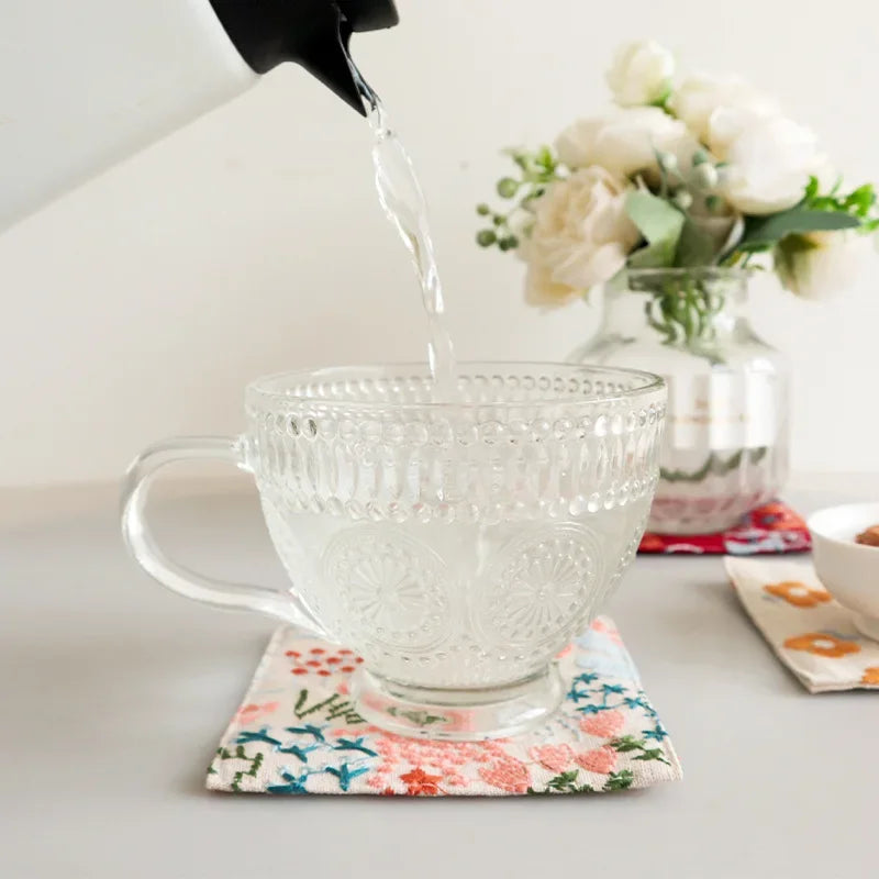 Cotton Hemp Embroidery Cup Mat – Thick Insulated Tea Coaster Tea Table Coaster Zpaxo