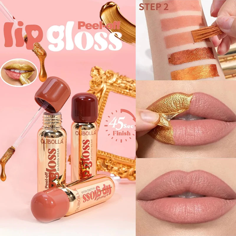 6 Gold Peel-off Lip Liner Gloss Waterproof Long-lasting Matte