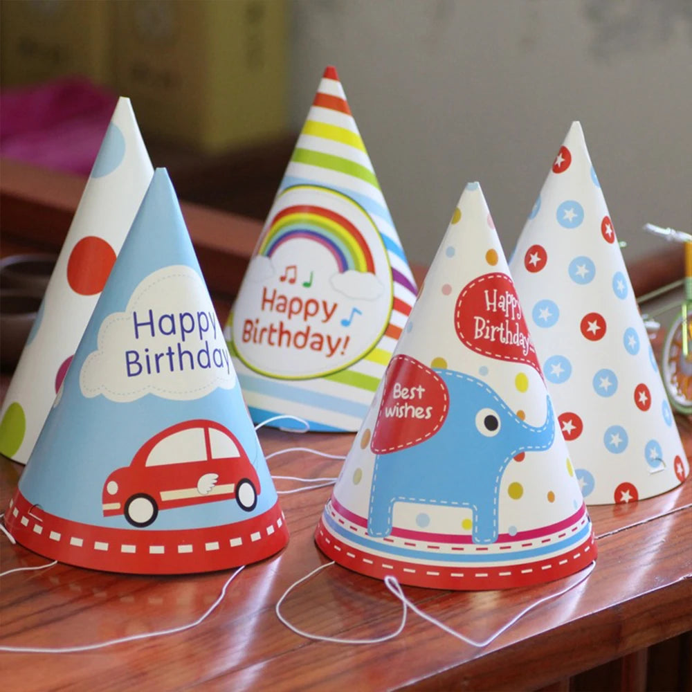 10Pcs Rainbow Birthday Party Hats Colorful Cone Paper Hats for Kids Boys Girls Adults Party Decoration Zpaxo