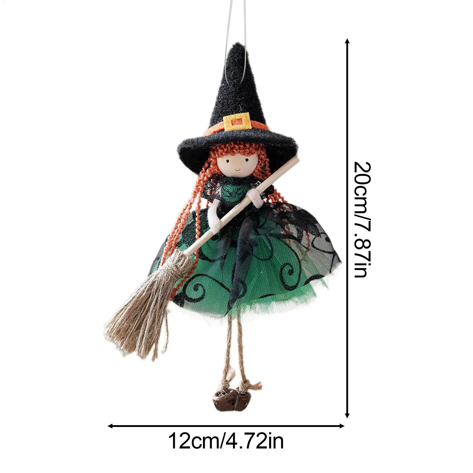 Halloween Witch Doll Hangable Kitchen Decor Broom Ornament Spooky