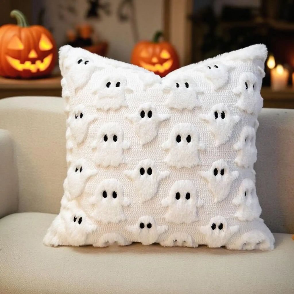 Halloween Pillow Covers 45x45cm Ghost Plush Pillowcase Soft Decor