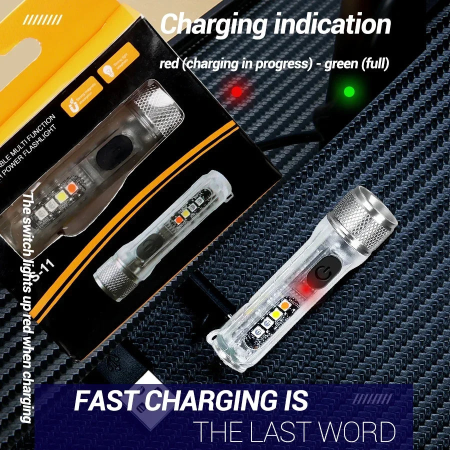 ESMARTER Mini LED Keychain Flashlight – USB-C Rechargeable, Magnetic LED Keychain Flashlight Zpaxo