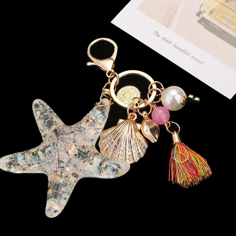 Chain Women Shell Starfish Pendant Accessories Key Ring Shell Keychain Starfish Keychain Key Chains Zpaxo