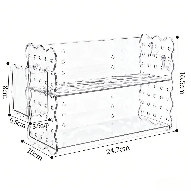 MClear Acrylic 2 Tier Desk Organizer Big Capacity Wave Edge Home