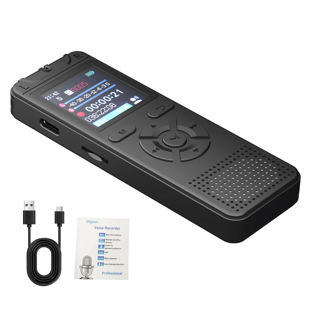 Recorder Journalists Meeting Voice Recorder 1.4inch Screen Clear Sound 50 Hours Recording Time for Professionals Meetings Zpaxo black