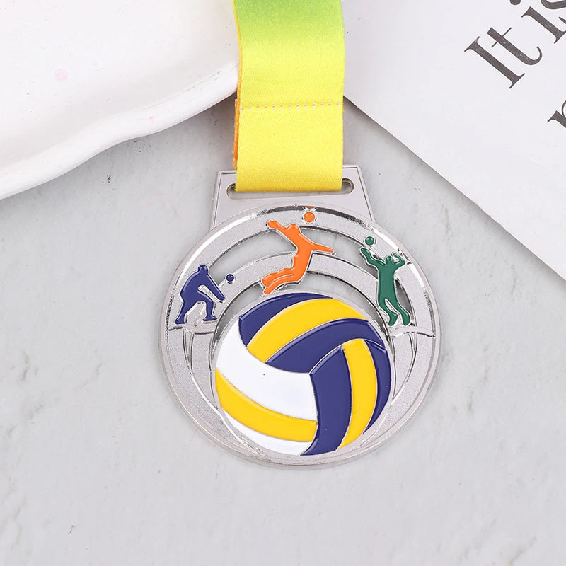 Winner Medal Kickball Medals Award With Neck Ribbon For Winner Reward Sports Metals Football Basketball Volleyball Prizes Zpaxo 3 Silver