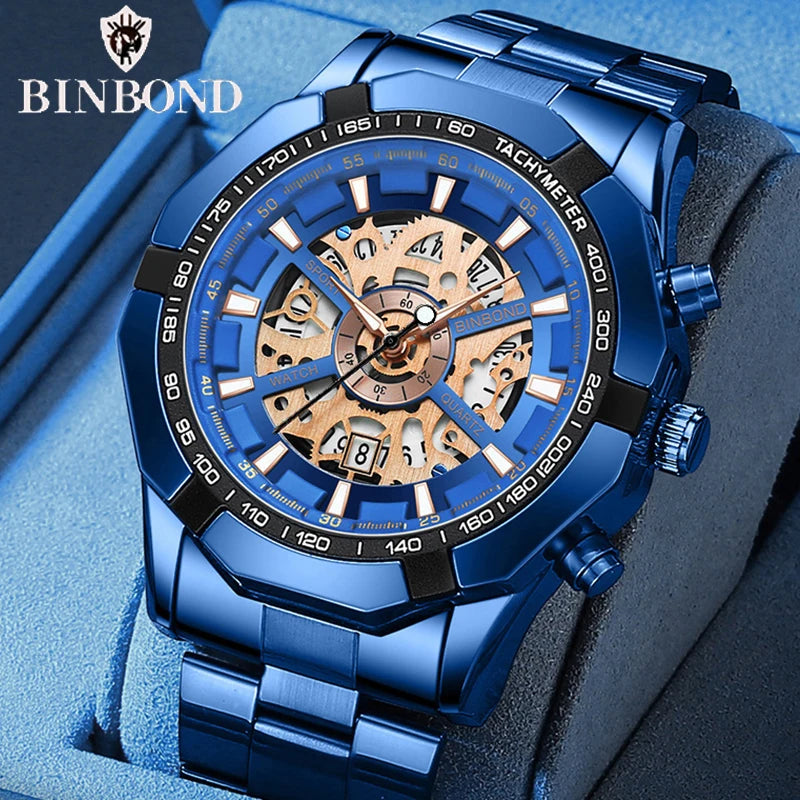BINBONG Business Men's Watches Waterproof Calendar Luminous Fashion Quartz Watch For Man Stainless Steel Male Clock Reloj Hombre Zpaxo