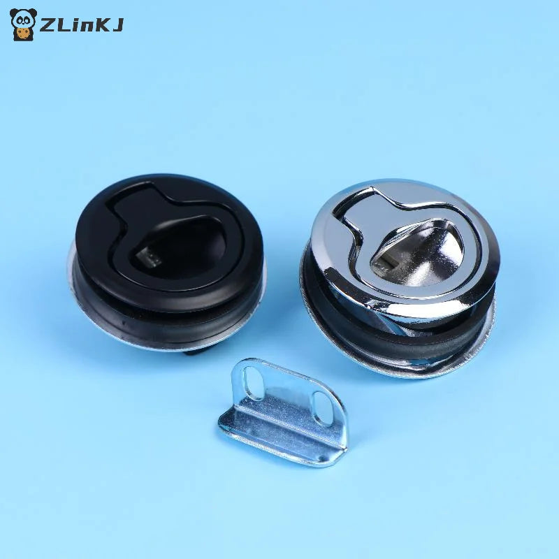 ▶1Pcs Round Flush Pull Slam Latch Non Key For RV Boat Marine Marine Deck Locker Steel Boat Flush Pull Hatch Slam Latch Zpaxo