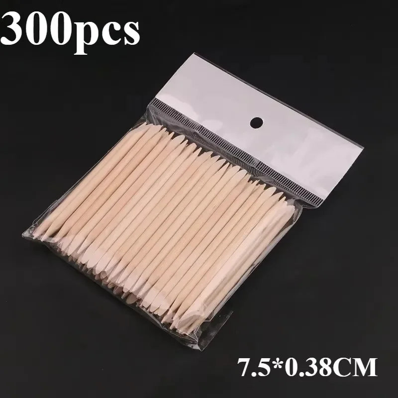 50/100/200/300pc/Set for Nail Different Sizes Orange Wood Sticks Cuticle Pusher Cuticle Remove Tool Manicure Pedicure Care nails Zpaxo 7.5CM 300pcs