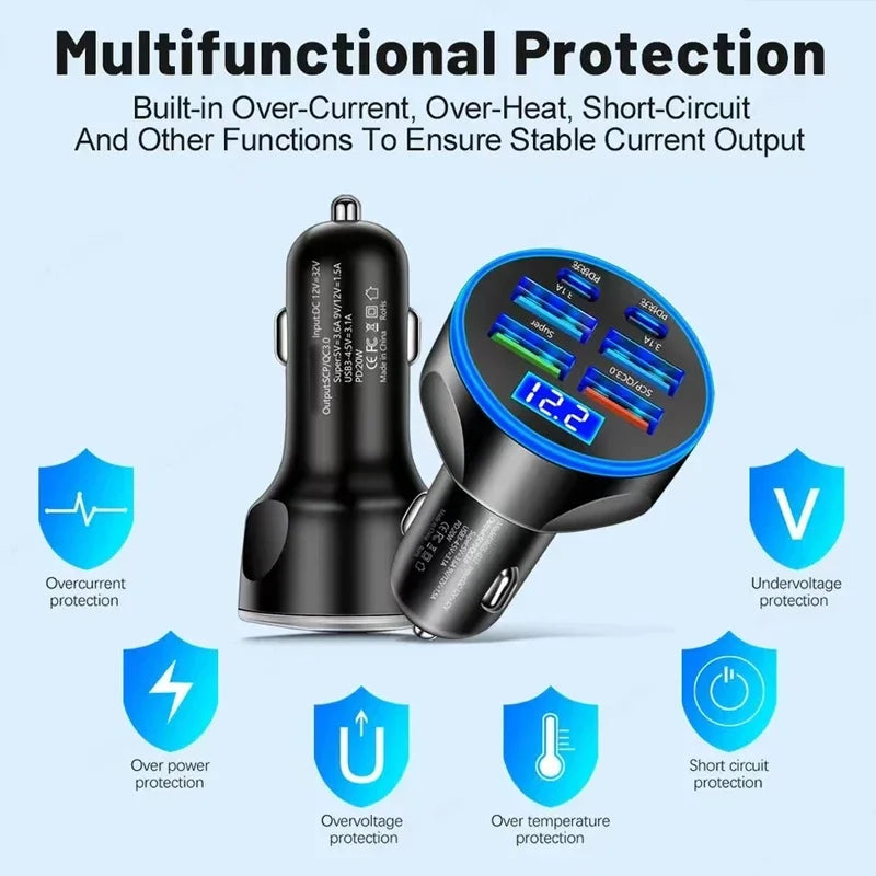 1 USB C Car Charger Adapter Voltage Monitor Fast Charging Iphone