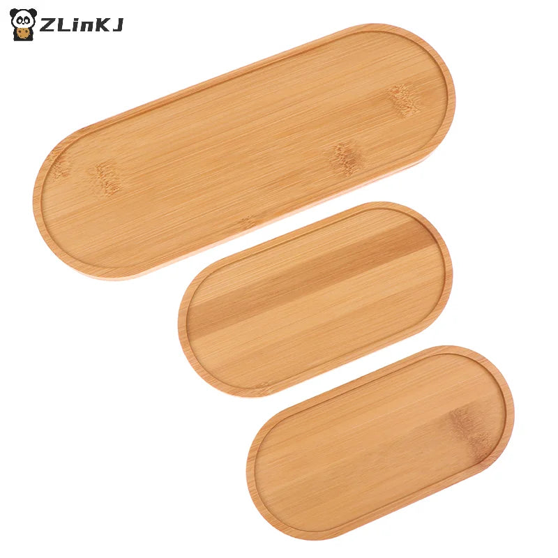 Bamboo Tray Wood Saucer Flower Pot Cup Pad Coaster Plate Kitchen Zpaxo