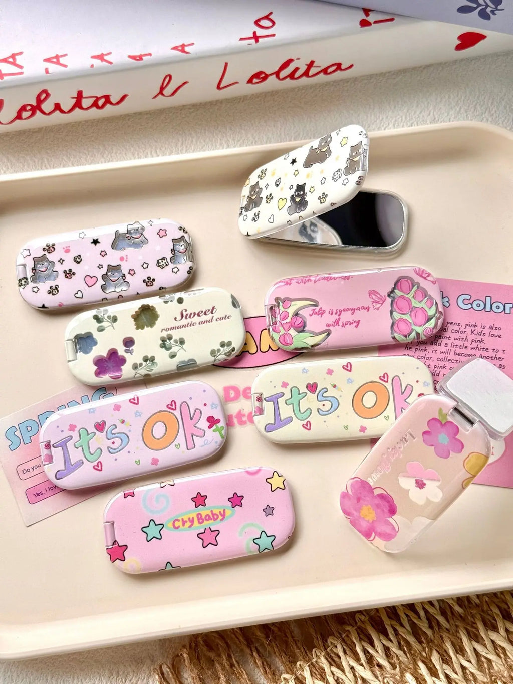 2-in-1 Foldable Makeup Mirror & Phone Stand – Cute Acrylic