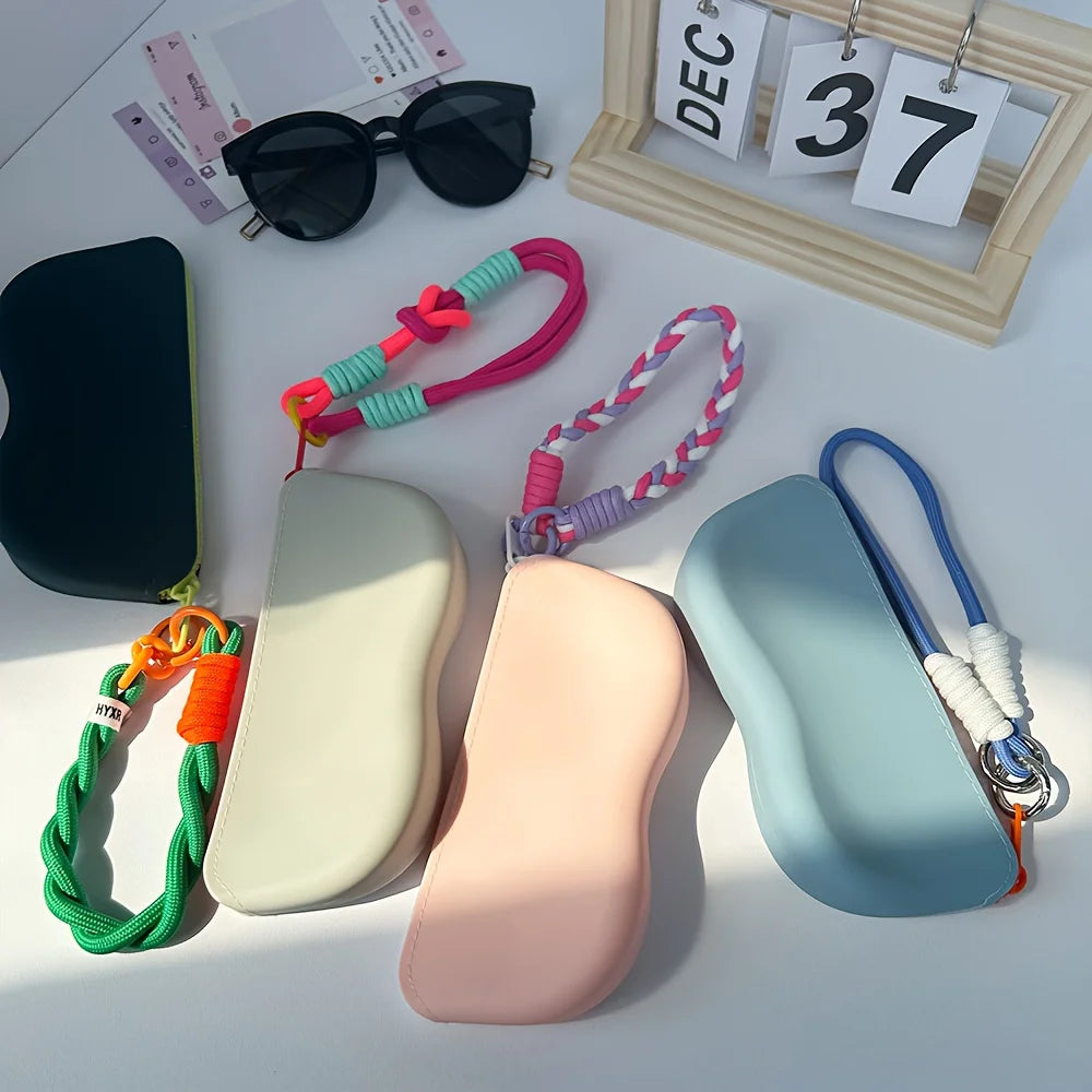 Waterproof Silicone Glasses Storage Case Lanyard Zipper Portable
