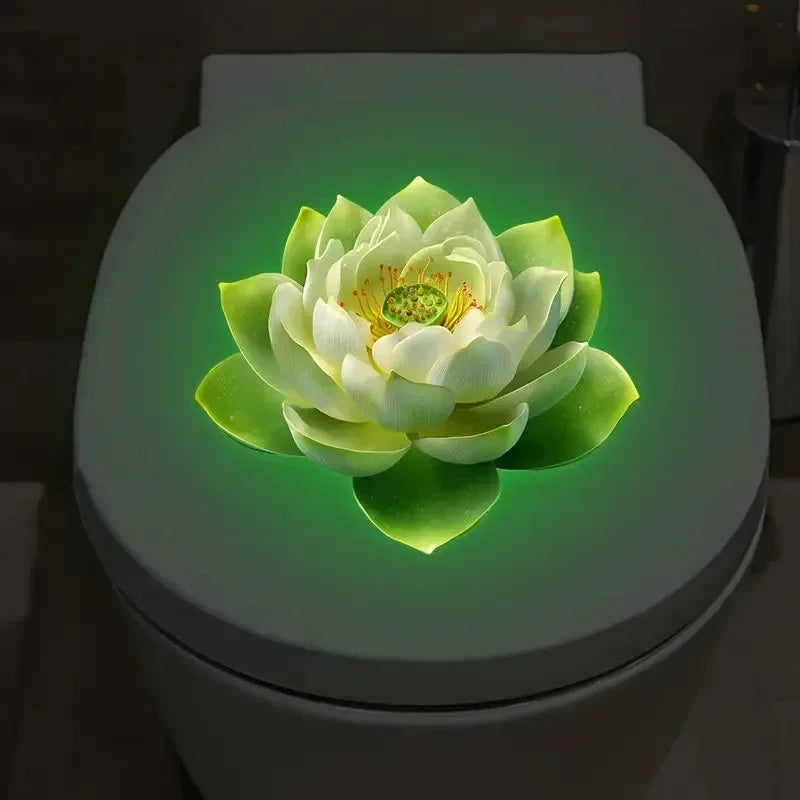 Glow-In-The-Dark Lotus Toilet Stickers Removable Self-Adhesive Bathroom Decor Decals Wall Sticker Home Decor Toilet Seat Sticker Zpaxo