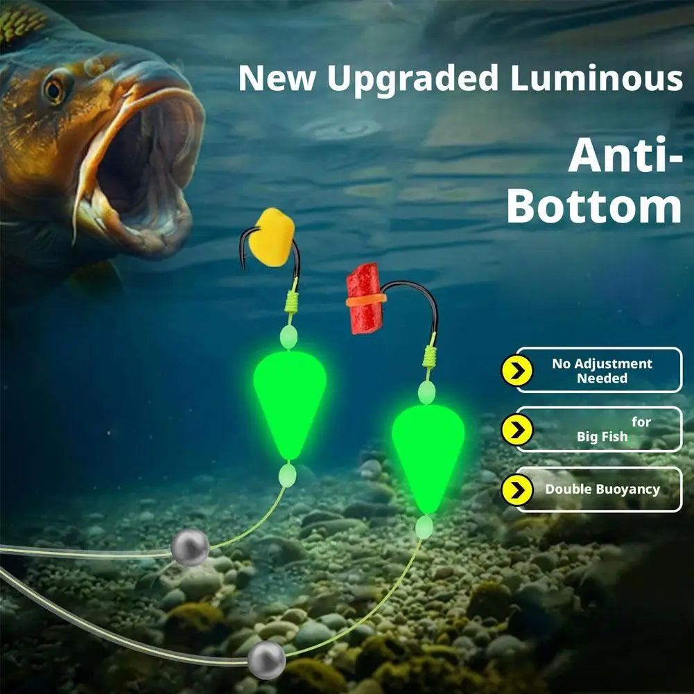 Double Hook Carp Hair Rigs – Glow Night Float | Ready Made Carp Fishing Rig Zpaxo