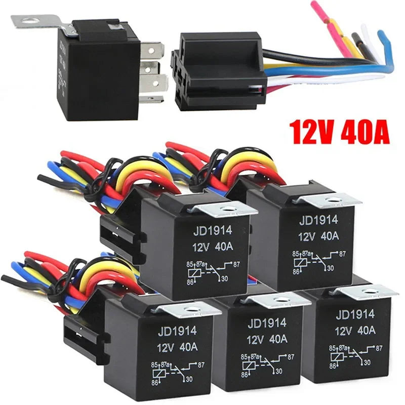 Waterproof Automotive Relay 12V 5Pin 40A Car Harness Socket Vehicle Zpaxo