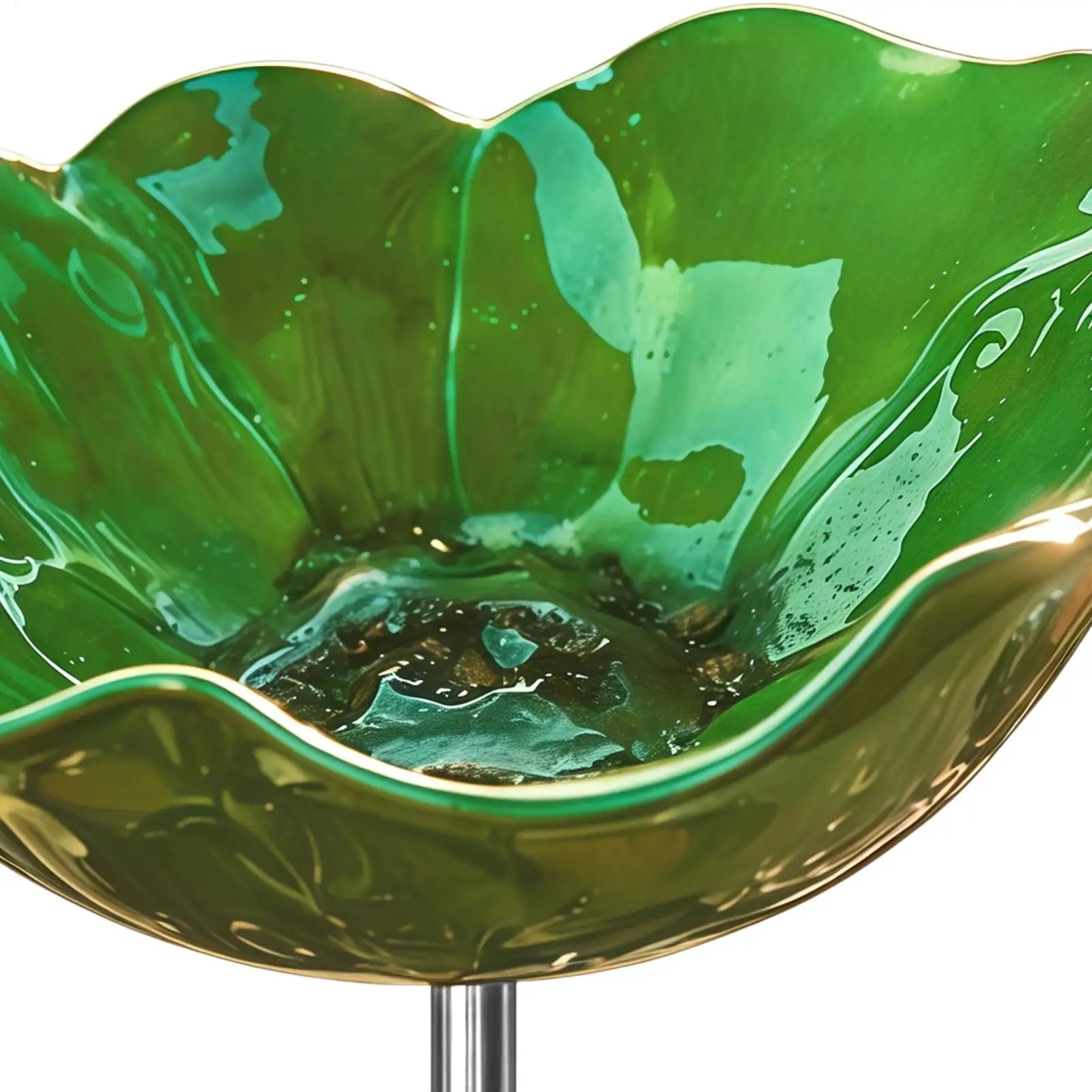 Metal Bee Bath Flower Design Weather-resistant Bowl Outdoor Drinking