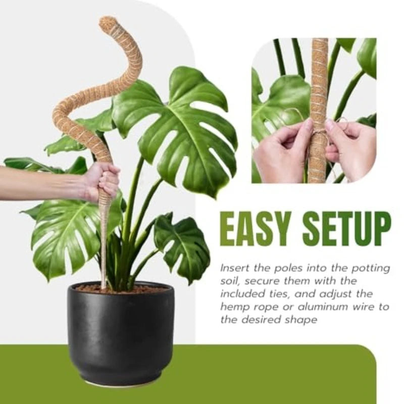 Natural Bendable Coir Moss Pole DIY Customizable Plant Support for Monstera Pothos Indoor Garden Home Decor Garden Accessories Zpaxo