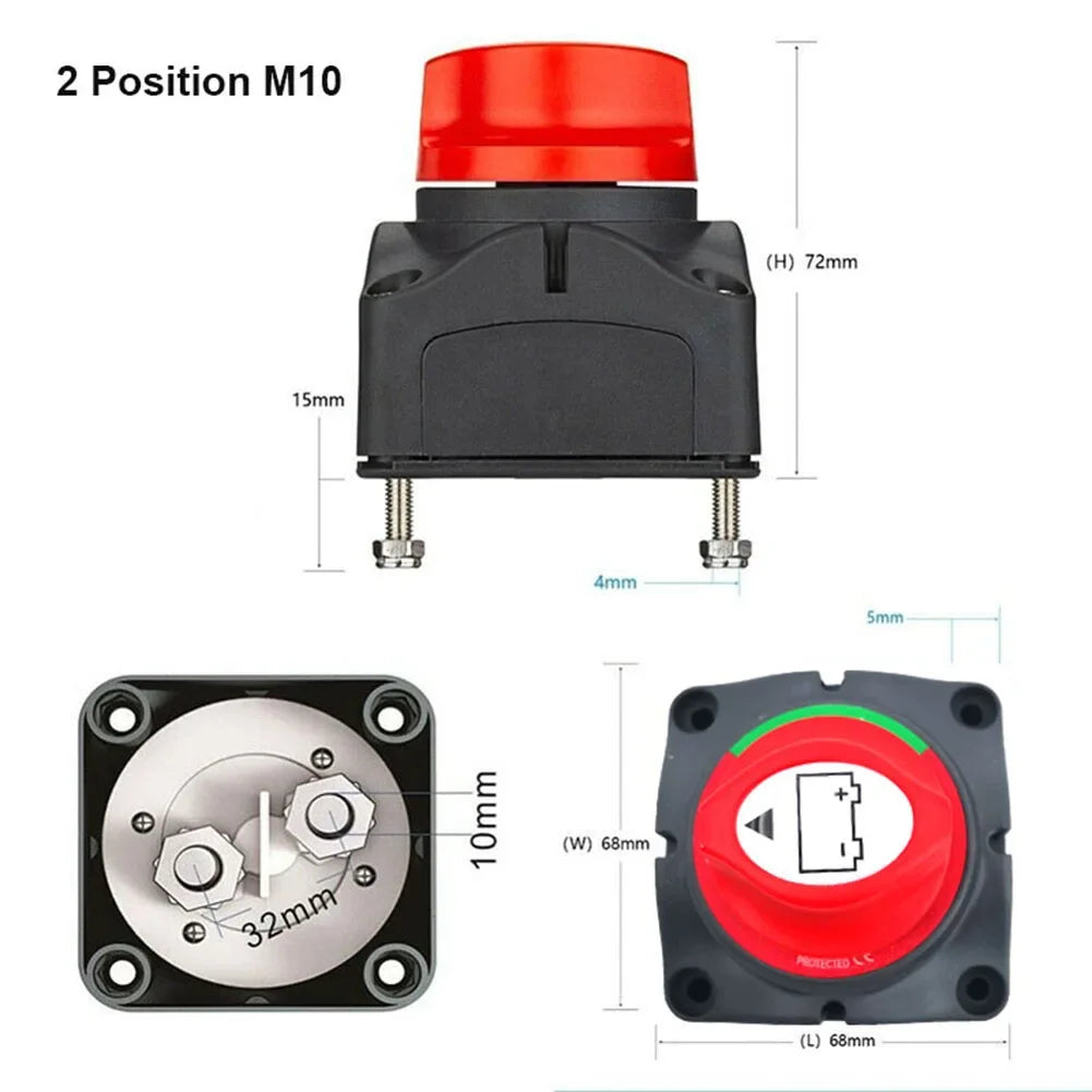 300A Waterproof Battery Disconnect Switch 2 Position Rotary Selector Off Switch Durable for RV Car Boat Marine and Vehicle Use Zpaxo