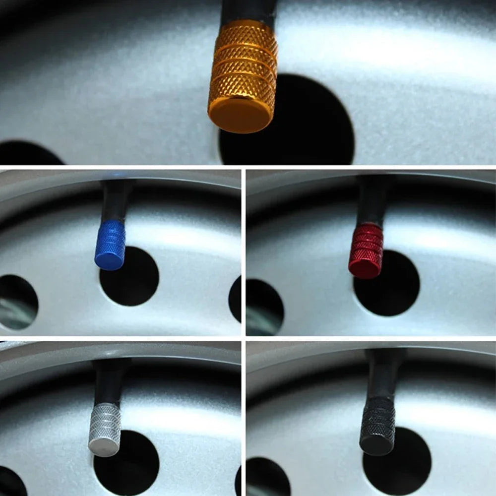 4-Pack Aluminum Alloy Tire Valve Stem Caps – Car Truck Bike