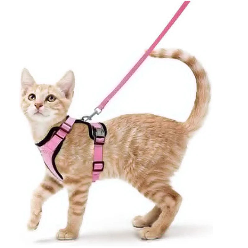 Cat Harness and Leash for Walking, Escape Proof Soft Adjustable Vest Harnesses for Cats, EasyControl Zpaxo Pink S